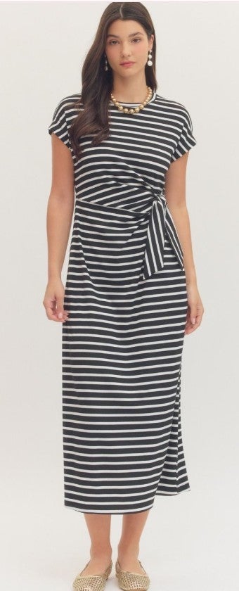 Short Sleeve Midi Dress - Navy and White Striped | Lula Bell, Whimsical Cards & Gifts Short Sleeve Midi Dress - Navy and White Striped | Lula Bell, Whimsical Cards & Gifts